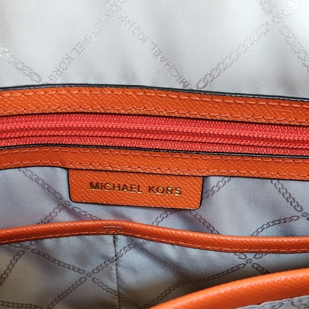 Michael Kors Orange Saffiano Leather Tote with Gold Charm - Picture 2 of 6
